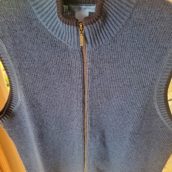 Duluth Trading Co 83% Lambswool Blue Full Zip‎ Sweater Sz L Vest - Picture 3 of 7